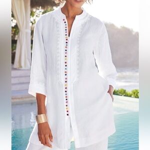 Soft Surroundings Linen Rainbow Desert Tunic 3X
